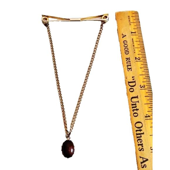 30s 40s Vintage Collar Bar Chain with Brown Stone Pendant - Picture 1 of 3